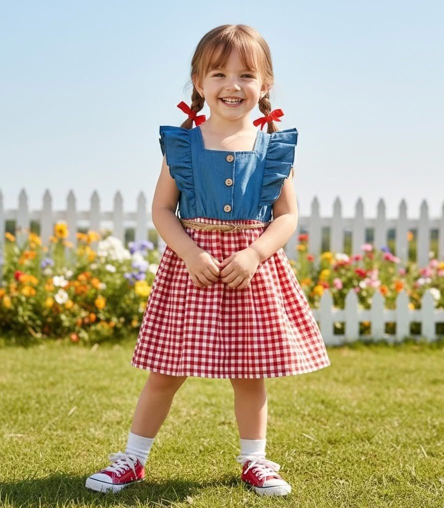 Gingham Picnic Dress and Bow - Olive&Coop Boutique