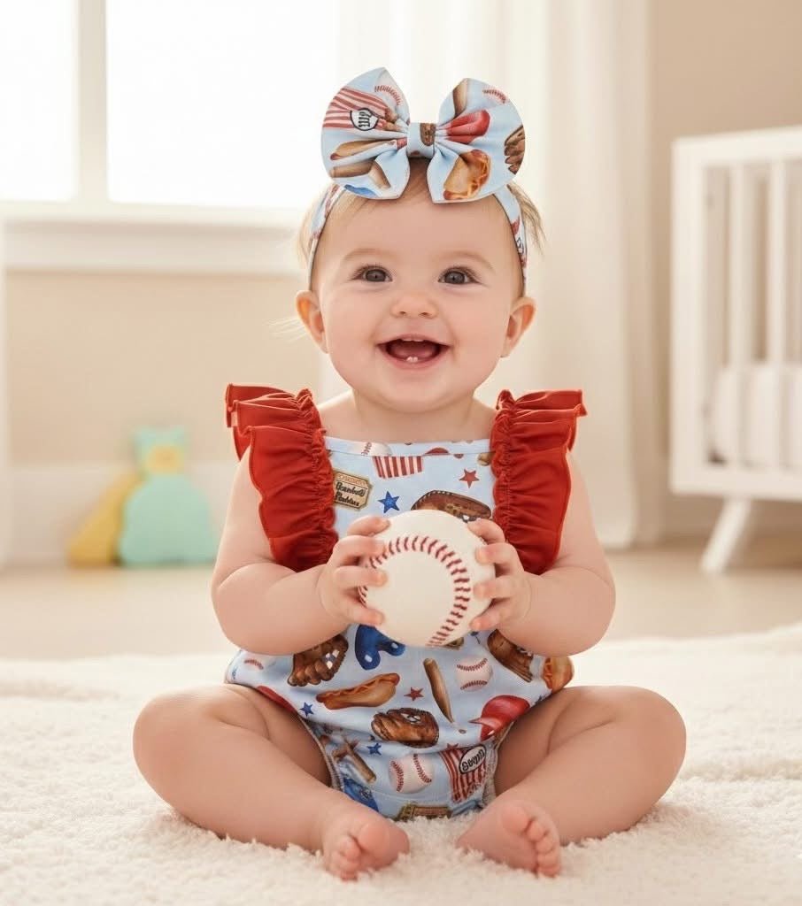 Baseball Life Girl Romper - Olive&Coop Boutique