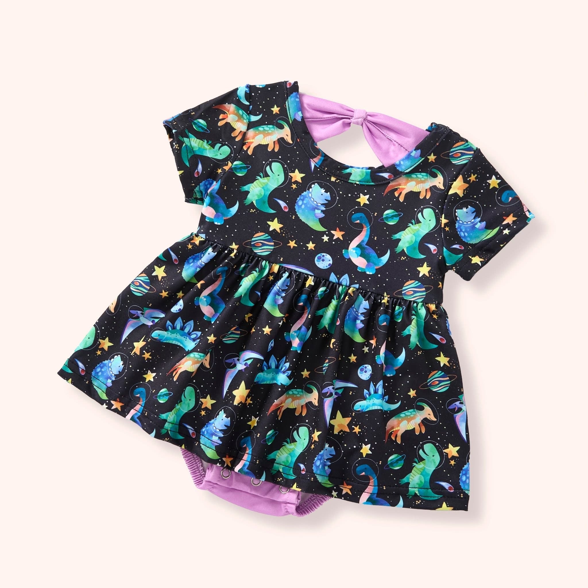 Space Dinos Collection Girl Romper - Olive&Coop Boutique