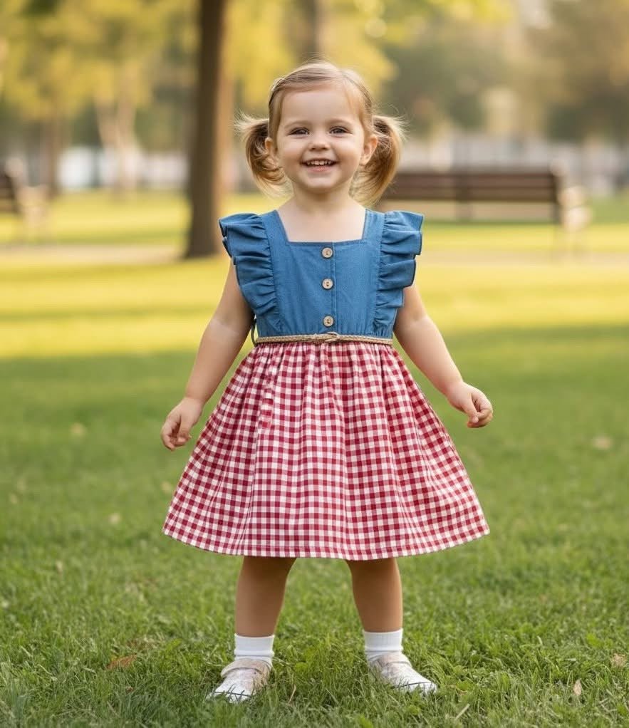 Gingham Picnic Dress and Bow - Olive&Coop Boutique